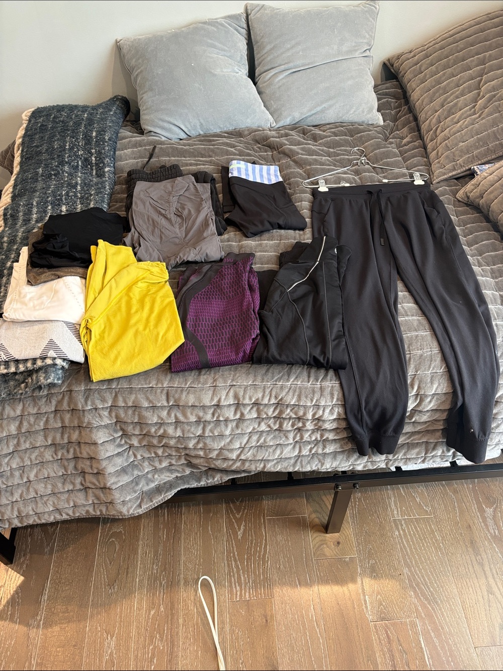Lululemon$Athleta Mixed Activewear Lot with Black Joggers and Colorful Tops